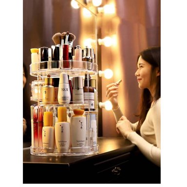 JOYERO OEM BLANCO ORGANIZADOR MAQUILLAJE GIRATORIO 360 GRADOS ESCRITORIO