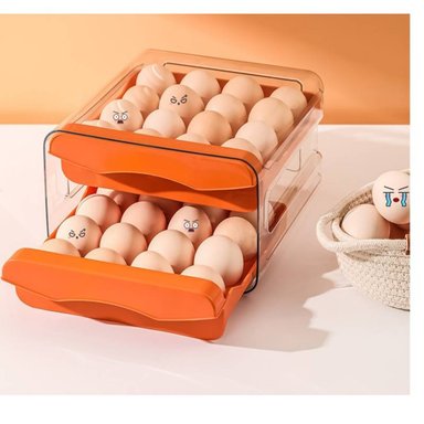PORTA HUEVOS BLANCO NARANJA ORGANIZADOR DOS NIVELES
