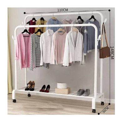 ESTANTE ORGANIZADOR ROPA PERCHERO CON RUEDAS PB  BLANCO