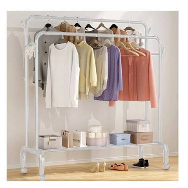 ESTANTE ORGANIZADOR ROPA PERCHERO CON RUEDAS PB  BLANCO - 2