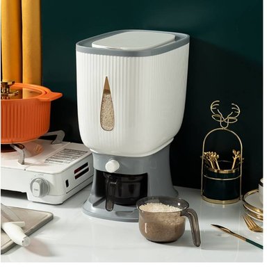 DISPENSADOR DE ARROZ DE 10 KG MULTIUSO GRIS