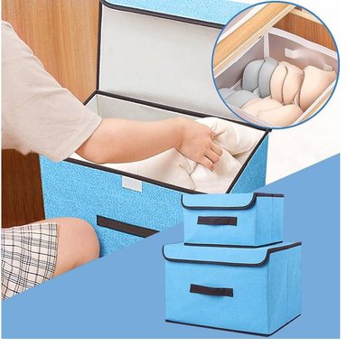 CAJA DE ALMACENAMIENTO PLEGABLE A PRUEBA DE POLVO COLOR TURQUEZA