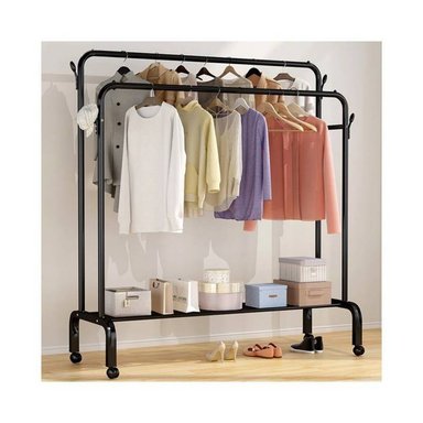 ESTANTE ORGANIZADOR ROPA PERCHERO CON RUEDAS PB  NEGRO