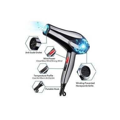 SECADOR CABELLO 5000W AIRE FRIO Y CALIENTE CON DIFUSOR Y PEINE - 2