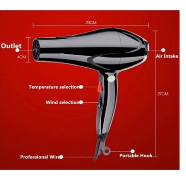 SECADOR CABELLO 5000W AIRE FRIO Y CALIENTE CON BOQUILLA Y PEINE - 6