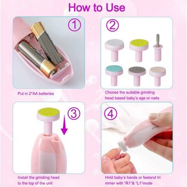 KIT CORTAUÑAS PARA BEBÉ MANICURE PULIDOR UÑAS ROSADO - 3