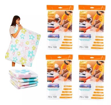 4 BOLSAS DE ROPA COMPRESORAS AL VACÍO  70 X 100 CM