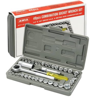 JUEGO LLAVES DADOS 40 PIEZAS DE TUBO CAJA DE HERRAMIENTAS INOXIDABLE