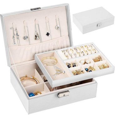 ORGANIZADOR DE JOYAS CON BANDEJA EXTRAÍBLE PARA COLLARES ANILLOS ETC