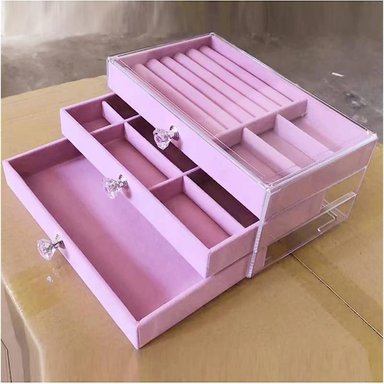 ORGANIZADOR ACRÍLICO PARA JOYAS, JOYERO TRANSPARENTE CON 3 CAJONES