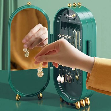 JOYERO ORGANIZADOR ACRILICO PLEGABLE PARA JOYAS  COLLAR ARETE - VERDE