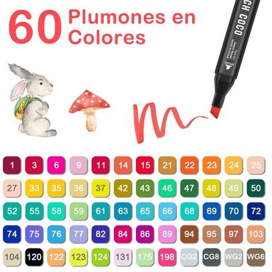 PLUMONES DOBLE PUNTA MARCADORES COLORES DE 60PCS - 2
