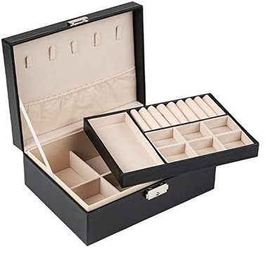 ORGANIZADOR DE JOYAS NOVEDADES DE CELESTE NEGRO CON BANDEJA EXTRAÍBLE MUJERES Y NIÑAS