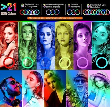 ARO ANILLO LUZ LED DE COLORES 26CM + TRIPODE 2.10 MT PARA SELFIE - 4