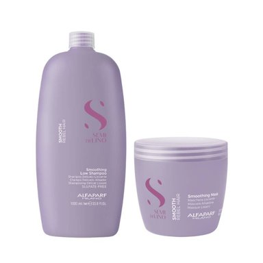 PACK ALFAPARF MILANO SEMI DI LINO SMOOTHING SHAMPOO 1L MASCARILLA 500ML - 1