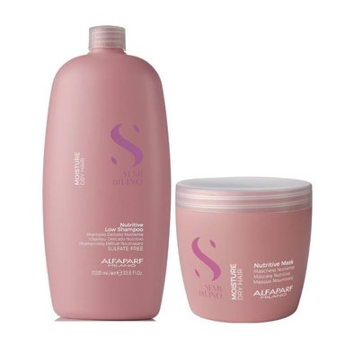 PACK ALFAPARF MILANO SEMI DI LINO MOISTURE SHAMPOO 1L MASCARILLA 500ML - 1