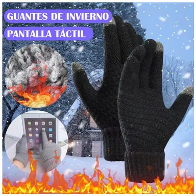GUANTES INVIERNO FRIO UNISEX PREMIUM TÁCTIL TOUCH NEGRO - 1