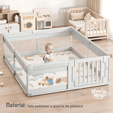 CORRALITO EXTRAGRANDE GRIS CON SEGURO DE PUERTA EXTERNO  180X200CM