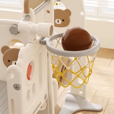 RESBALADERA OSO 4 EN 1 CON ESCALADOR,  ESPACIO PARA JUGUETES, ARO DE BASQUET Y TELESCOPIO - 5