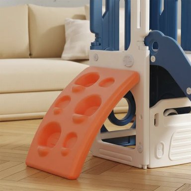 RESBALADERA  4 EN 1 CON ESCALADOR, ESPACIO PARA JUGUETES, ESPACIO PARA JUGUETES Y CESTO DE BASQUET - 3