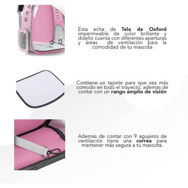 MOCHILA TRANSPORTADORA DE MASCOTAS PERROS Y GATOS - 4