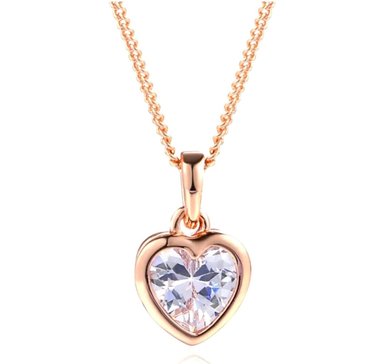 COLLAR GENIEKA CRYSTAL HEART BAÑADO ORO REGALO NAVIDAD NOVIA JOYA BISUTERIA - 1