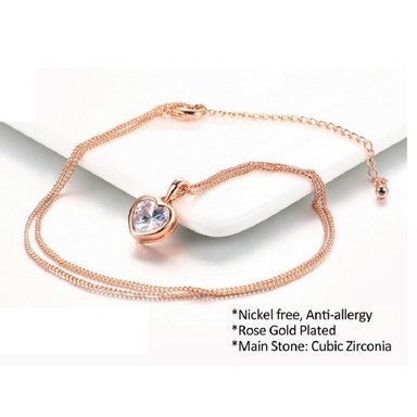 COLLAR GENIEKA CRYSTAL HEART BAÑADO ORO REGALO NAVIDAD NOVIA JOYA BISUTERIA - 2
