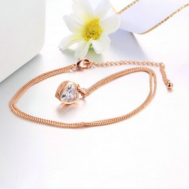 COLLAR GENIEKA CRYSTAL HEART BAÑADO ORO REGALO NAVIDAD NOVIA JOYA BISUTERIA - 4