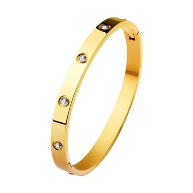 PULSERA GENIEKA GOLDEN LOVE ACERO BRAZALETE DORADO CRISTALES MUJER REGALO ANIVERSARIO NOVIA JOYA