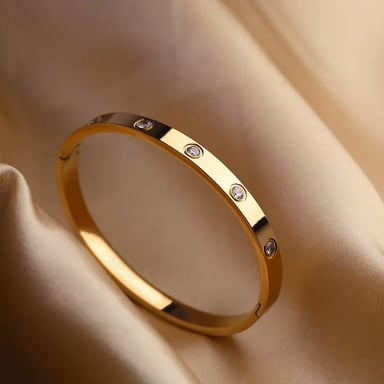 PULSERA GENIEKA GOLDEN LOVE ACERO BRAZALETE DORADO CRISTALES MUJER REGALO ANIVERSARIO NOVIA JOYA - 3