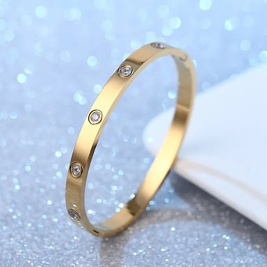 PULSERA GENIEKA GOLDEN LOVE ACERO BRAZALETE DORADO CRISTALES MUJER REGALO ANIVERSARIO NOVIA JOYA - 5