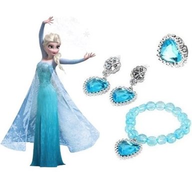 ACCESORIOS TURQUESA PRINCESA ELSA SOFÍA NIÑA PULSERA ANILLO ARETES JOYERÍA REGALO NAVIDAD DÍA DEL NIÑO GENIEKA - 2