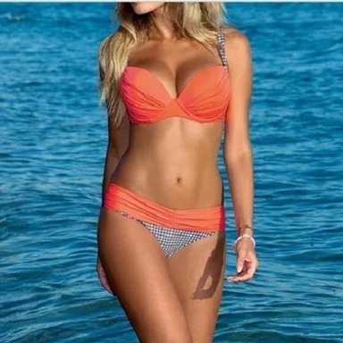 BIKINI PUSH UP MUJER GENIEKA NARANJA VERANO ORANGE SEXY PLAYA