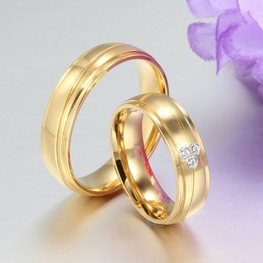 ARO DE MATRIMONIO MUJER GENIEKA DELUXE BAÑADO EN ORO 18K ANILLOS NOVIOS BODAS ALIANZAS ANIVERSARIO - 3
