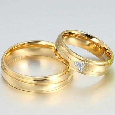ARO DE MATRIMONIO MUJER GENIEKA DELUXE BAÑADO EN ORO 18K ANILLOS NOVIOS BODAS ALIANZAS ANIVERSARIO - 4