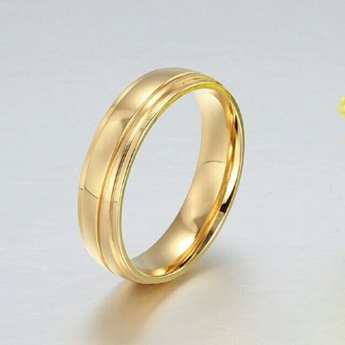 ARO DE MATRIMONIO MUJER GENIEKA DELUXE BAÑADO EN ORO 18K ANILLOS NOVIOS BODAS ALIANZAS ANIVERSARIO - 5