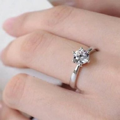 ARO DE MATRIMONIO MUJER GENIEKA SOLITARIO LOVE BAÑADO EN ORO BLANCO 18K ANILLOS NOVIOS BODAS ALIANZAS ANIVERSARIO - 2