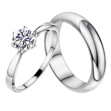 ARO DE MATRIMONIO MUJER GENIEKA SOLITARIO LOVE BAÑADO EN ORO BLANCO 18K ANILLOS NOVIOS BODAS ALIANZAS ANIVERSARIO - 3