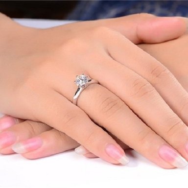 ARO DE MATRIMONIO MUJER GENIEKA SOLITARIO LOVE BAÑADO EN ORO BLANCO 18K ANILLOS NOVIOS BODAS ALIANZAS ANIVERSARIO - 4