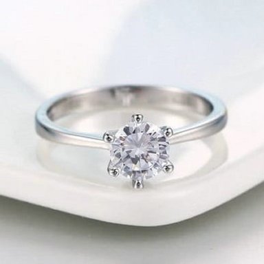 ARO DE MATRIMONIO MUJER GENIEKA SOLITARIO LOVE BAÑADO EN ORO BLANCO 18K ANILLOS NOVIOS BODAS ALIANZAS ANIVERSARIO - 5