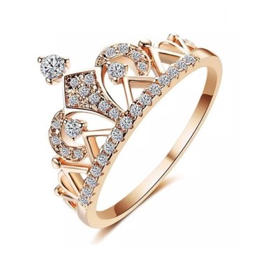 ANILLO DE COMPROMISO GENIEKA CORONA BAÑADO EN ORO 18K NOVIA ANIVERSARIO SAN VALENTIN