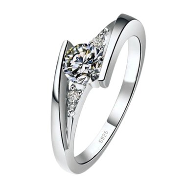 ANILLO DE COMPROMISO GENIEKA INFINITO BAÑADO EN ORO BLANCO 18K NOVIA ANIVERSARIO SAN VALENTIN