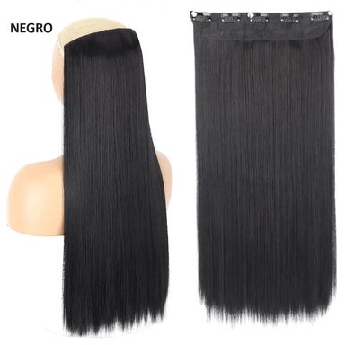 EXTENSIONES DE CABELLO LARGO 55 CM CON CLIPS POSTIZOS PEINADO LACIO RESISTENTE AL CALOR GENIEKA