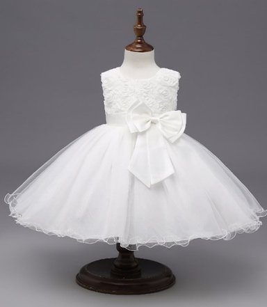 VESTIDO MIDI BEBÉ NIÑA GENIEKA BLANCO LITTLE GIRL WHITE BAUTIZO CUMPLEAÑOS FIESTA