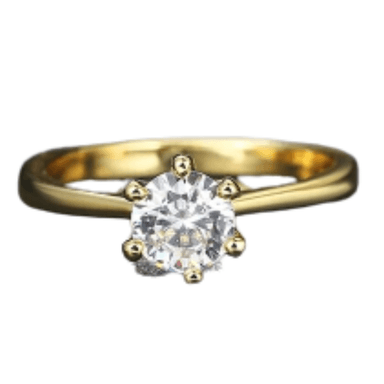 ANILLO DE COMPROMISO GENIEKA MODELO SOLITARIO YELLOW GOLD BAÑADO EN ORO 18K NOVIA ANIVERSARIO SAN VALENTIN