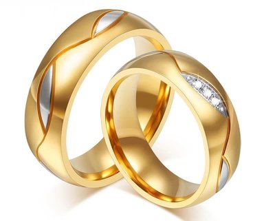 ANILLO DE MATRIMONIO GENIEKA FOREVER LOVE ACERO BAÑADO EN ORO 18K AROS NOVIOS BODAS ALIANZAS ANIVERSARIO