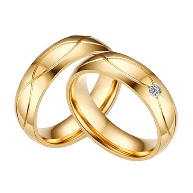 ANILLO DE MATRIMONIO GENIEKA ALL LUXURY ACERO BAÑADO EN ORO 18K AROS NOVIOS BODAS ALIANZAS ANIVERSARIO