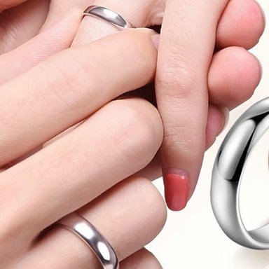 ANILLO GENIEKA ETERNAL HEAVEN ACERO MATRIMONIO BAÑADO EN ORO BLANCO 18K AROS NOVIOS BODAS ALIANZAS ANIVERSARIO