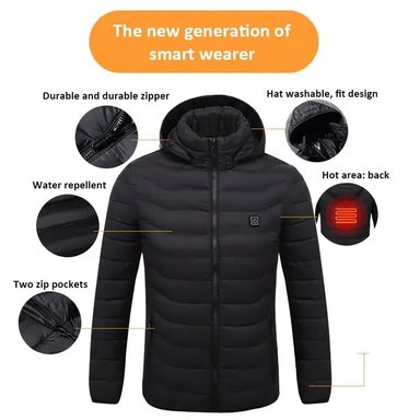 CASACA HOMBRE HEATING TÉRMICA CALEFACTORA IMPERMEABLE INTELIGENTE CAPUCHA INVIERNO GENIEKA - 5
