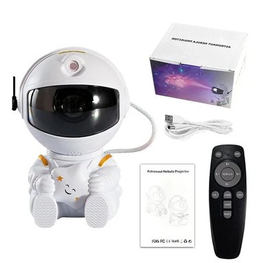 LAMPARA BLANCO PROYECTOR ASTRONAUTA ESTRELLA GALAXIA + CONTROL REMOTO LUZ LED CIELO ESTRELLADO NIÑOS DORMITORIO GENIEKA